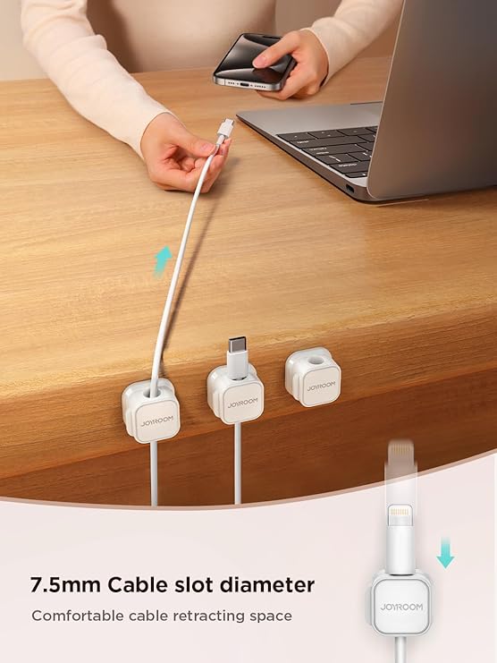 JOYROOM Magnetic Cord Holder – 12 Pack Adjustable Cable Organizer Clips - Urbizia