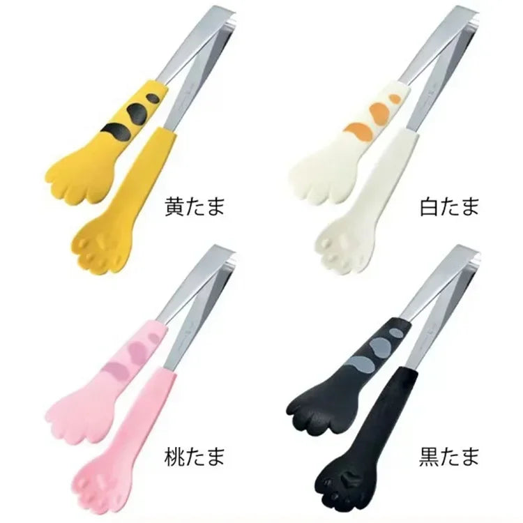 Japanese Cat Paw Shape Food Tongs – Cute Cartoon Stainless Steel Meal & BBQ Clip