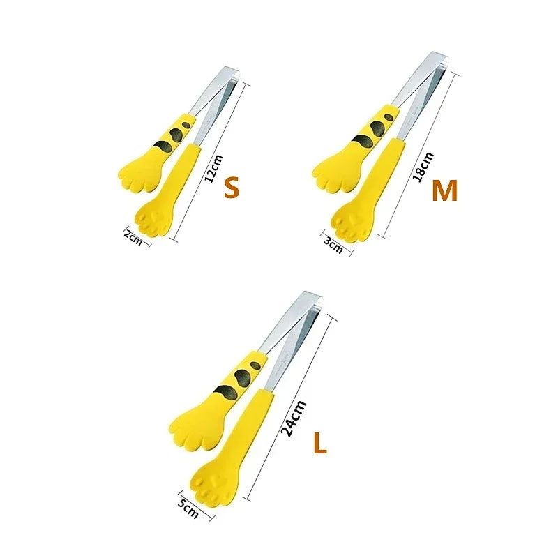 Japanese Cat Paw Shape Food Tongs – Cute Cartoon Stainless Steel Meal & BBQ Clip