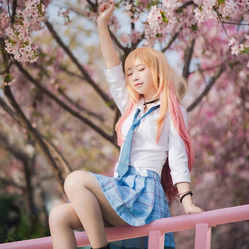 Kitagawa Marin Cosplay Costume – My Dress Up Darling Anime Outfit with School Uniform, Wig & Earrings for Girls
