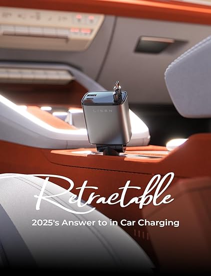 LISEN Retractable Car Charger – 69W Fast USB-C Adapter for iPhone & Travel - Urbizia