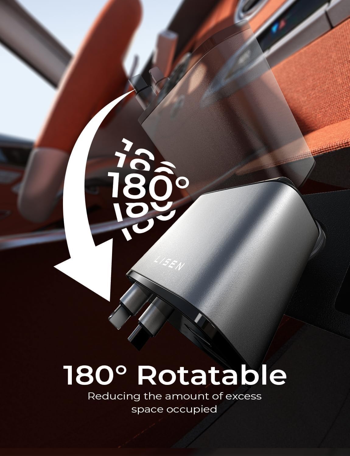 LISEN Retractable Car Charger – 69W Fast USB-C Adapter for iPhone & Travel - Urbizia