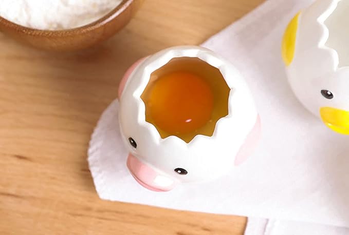 LuoCoCo Ceramic Egg Separator – Cute Chicken Yolk & White Splitter for Baking - Urbizia