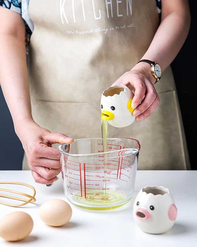 LuoCoCo Ceramic Egg Separator – Cute Chicken Yolk & White Splitter for Baking - Urbizia