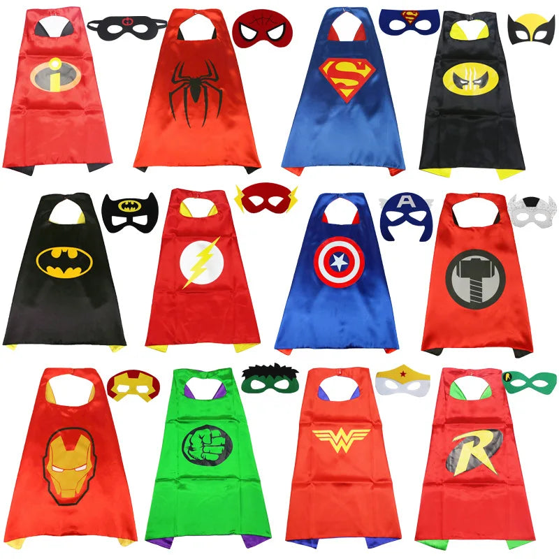 MINISO Superhero Cape – Cartoon Anime Cosplay Costume with Mask for Kids Halloween Birthday Gift