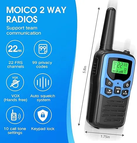 MOICO Long Range Walkie Talkies (2 Pack) - Urbizia