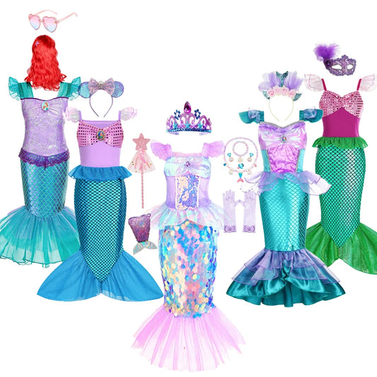 Mermaid Birthday Party Dress – Summer Girl Mermaid Costume for Kids 2-10 Yrs, Anime Cosplay & Fantasy Gown
