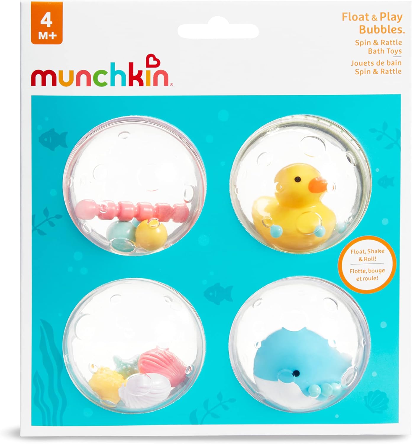 Munchkin Float & Play Bubbles – Baby & Toddler Bath Toys, 4-Pack - Urbizia