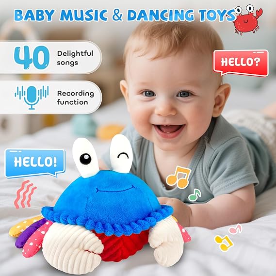 Musical Crawling Crab Plush – Dancing & Talking Toy for Babies 12–18 Months - Urbizia