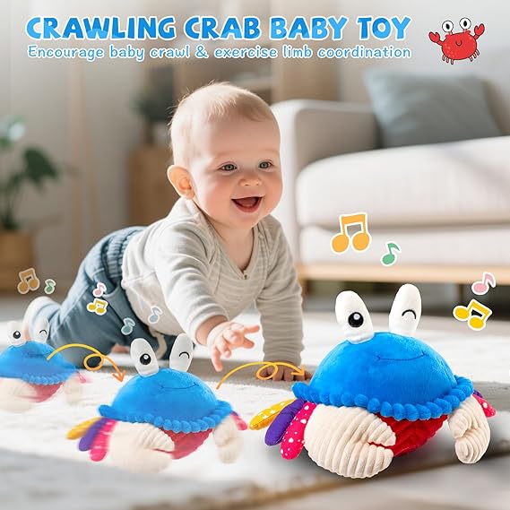 Musical Crawling Crab Plush – Dancing & Talking Toy for Babies 12–18 Months - Urbizia
