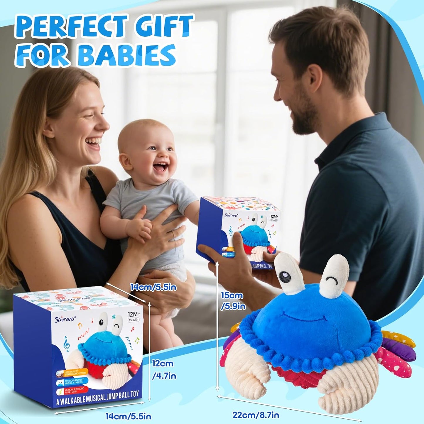 Musical Crawling Crab Plush – Dancing & Talking Toy for Babies 12–18 Months - Urbizia