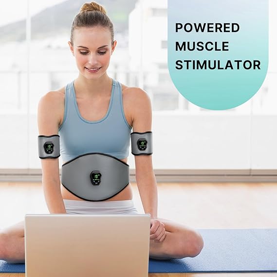 NEWPINE Fitness Belt – Powered Muscle Stimulator for Home Workout (Grey) - Urbizia