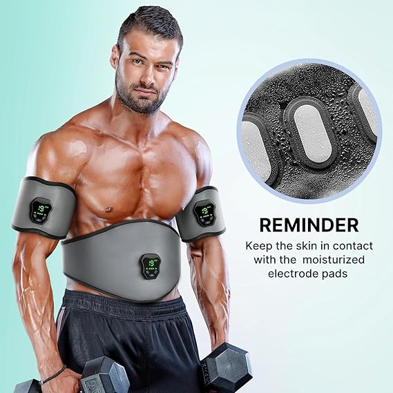 NEWPINE Fitness Belt – Powered Muscle Stimulator for Home Workout (Grey) - Urbizia