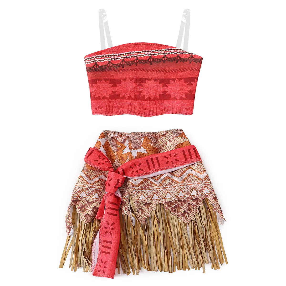 Ocean Adventure Moana Costume – Two Pieces Polynesian Style Vaiana Princess Dress Up for Girls Halloween
