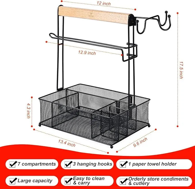 Outdoor Grill Caddy with Hooks & Towel Holder - Urbizia
