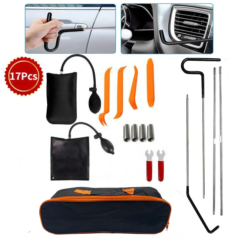PWS Auto Tool Kit – Door Open Grabber Lockout Lock Pick Set with Air Wedge Bag Pump
