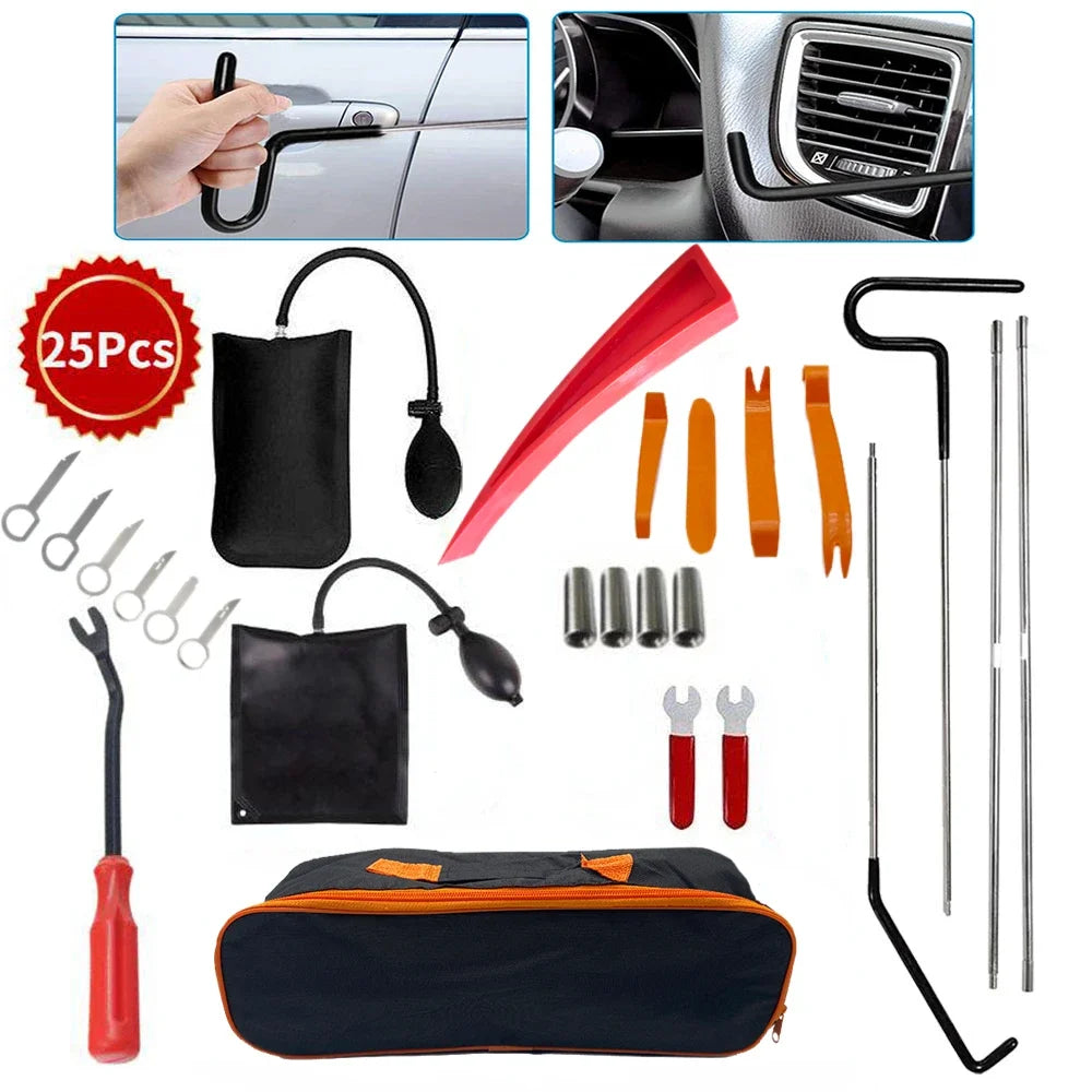 PWS Auto Tool Kit – Door Open Grabber Lockout Lock Pick Set with Air Wedge Bag Pump