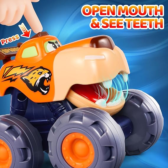 Pull Back Monster Truck Cars – Toddler Toy Vehicles for Boys Ages 1–3 - Urbizia