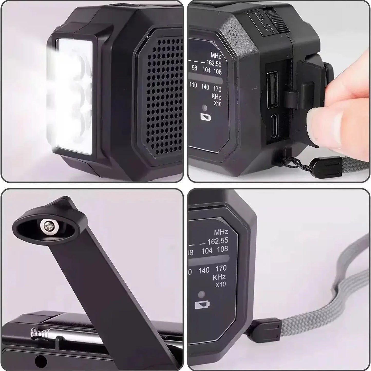 multifunctional solar hand crank dynamo charging AM FM Radio with torch.SOS alarm, outdoor camping Hike emergency power bank - Urbizia