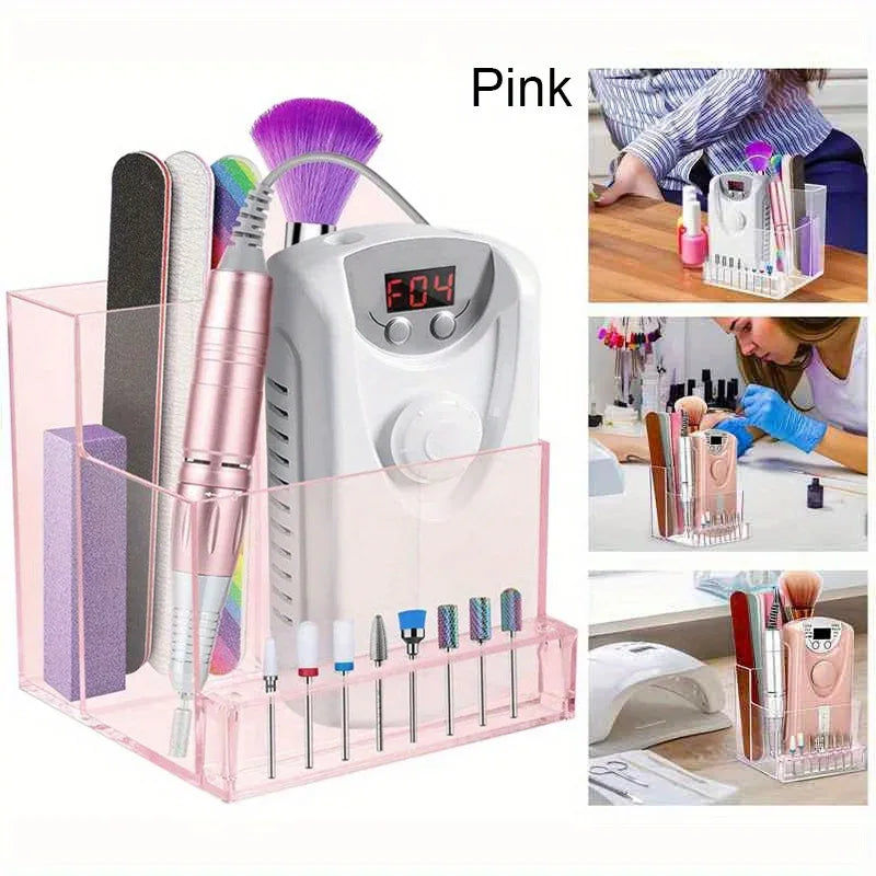 1PC Nail Drill Bits Holder Display Clear Nail Display Box Transparent Makeup Organizer Nail Manicure Tools Acrylic Nail Display