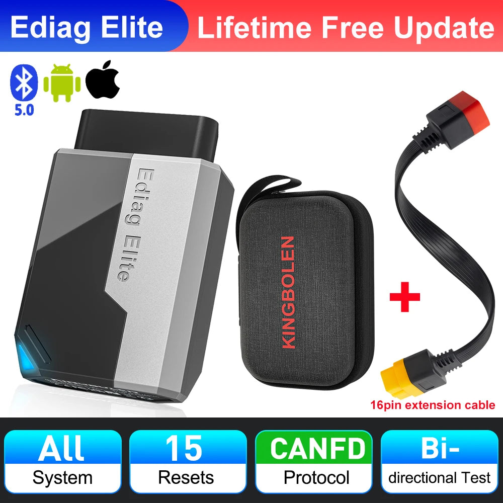 2026 New KINGBOLEN Ediag Elite Lifetime free Car Diagnostic Tools All system 15 Resets Bi-directional Test Auto Scanner OBD2