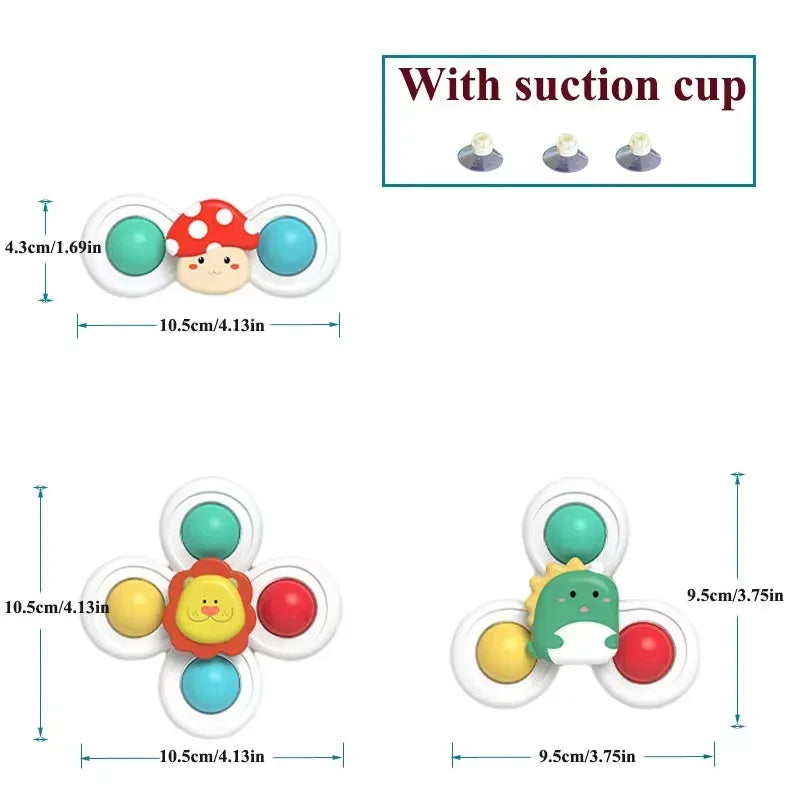 3-in-1 Suction Cup Spinning Top Toy for Babies & Toddlers - Urbizia