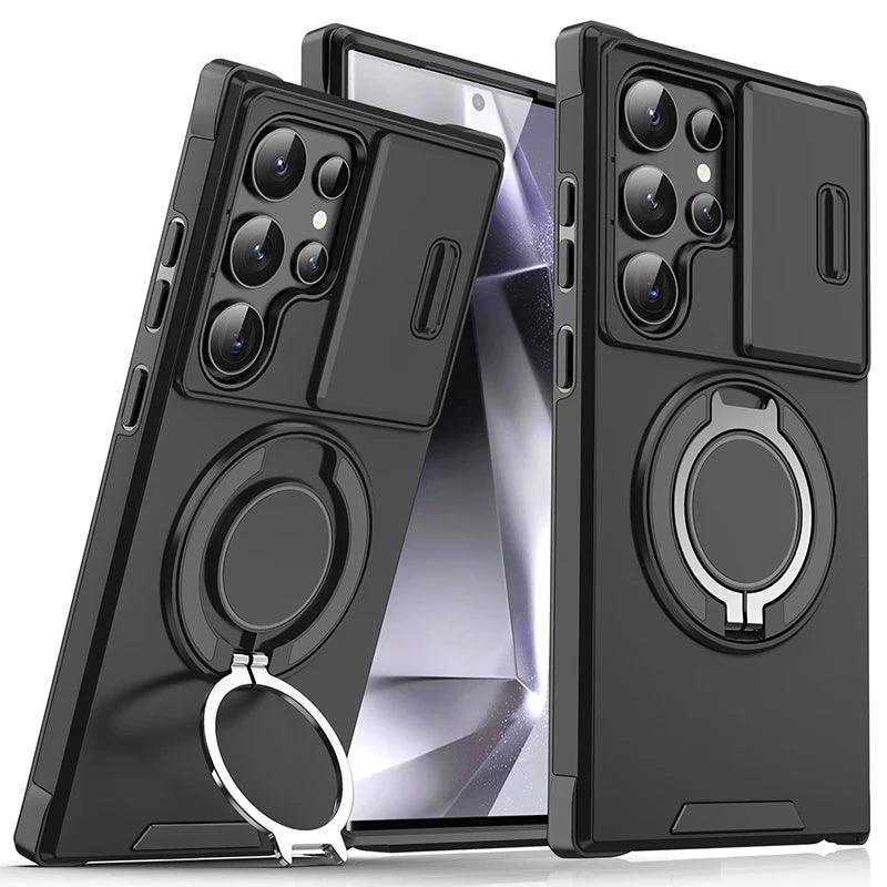 Luxury 360 ° Rotating Hidden Metal Ring Car Holder Armor Phone Case For Samsung S24 Ultra S21 S22 S23 Ultra Plus S20 FE A54 A15