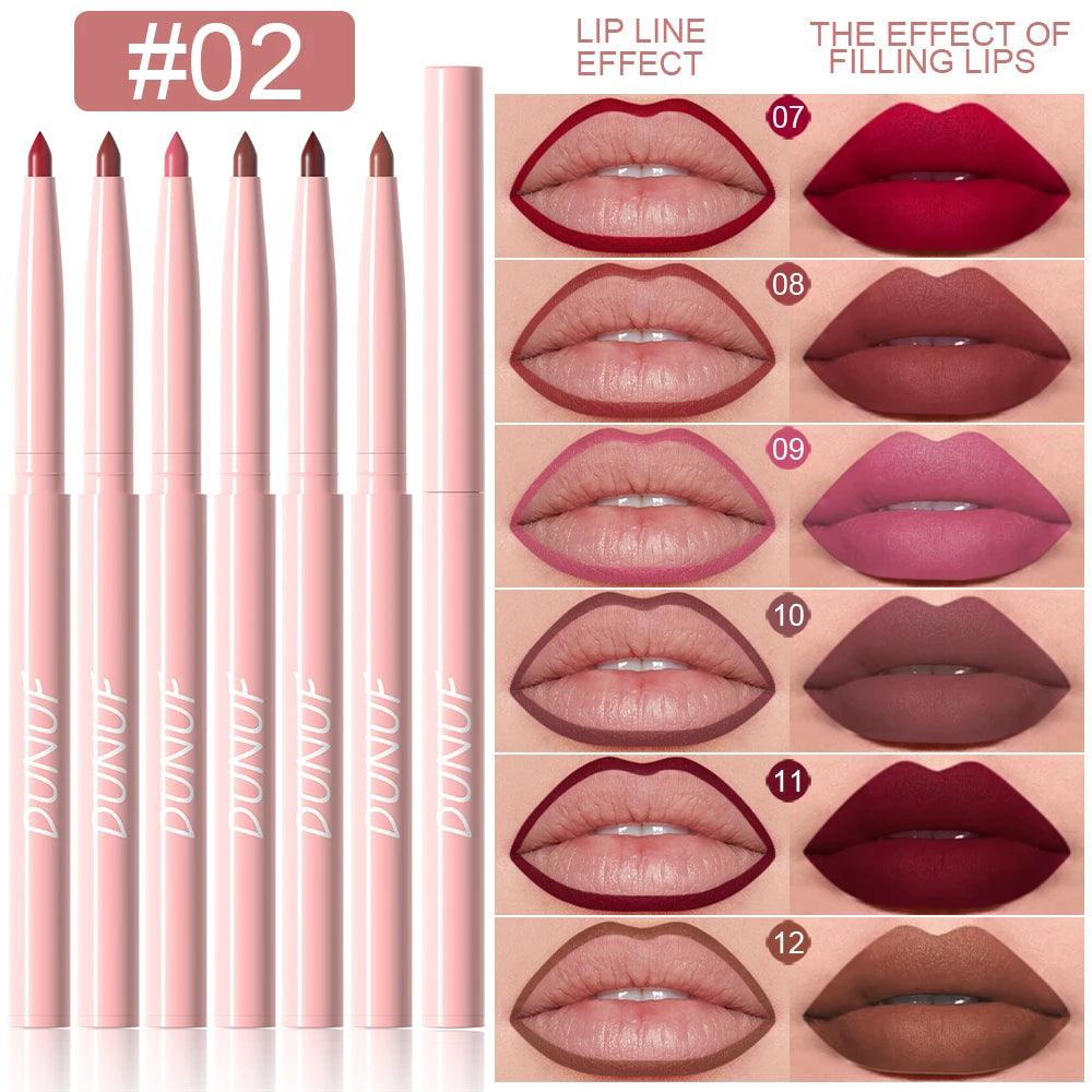 6pcs Lip Liner Pen Set Long-Lasting, Waterproof Sweatproof, Easy Coloring Non-fading Color Rendering Lip Gloss Set Beauty Makeup