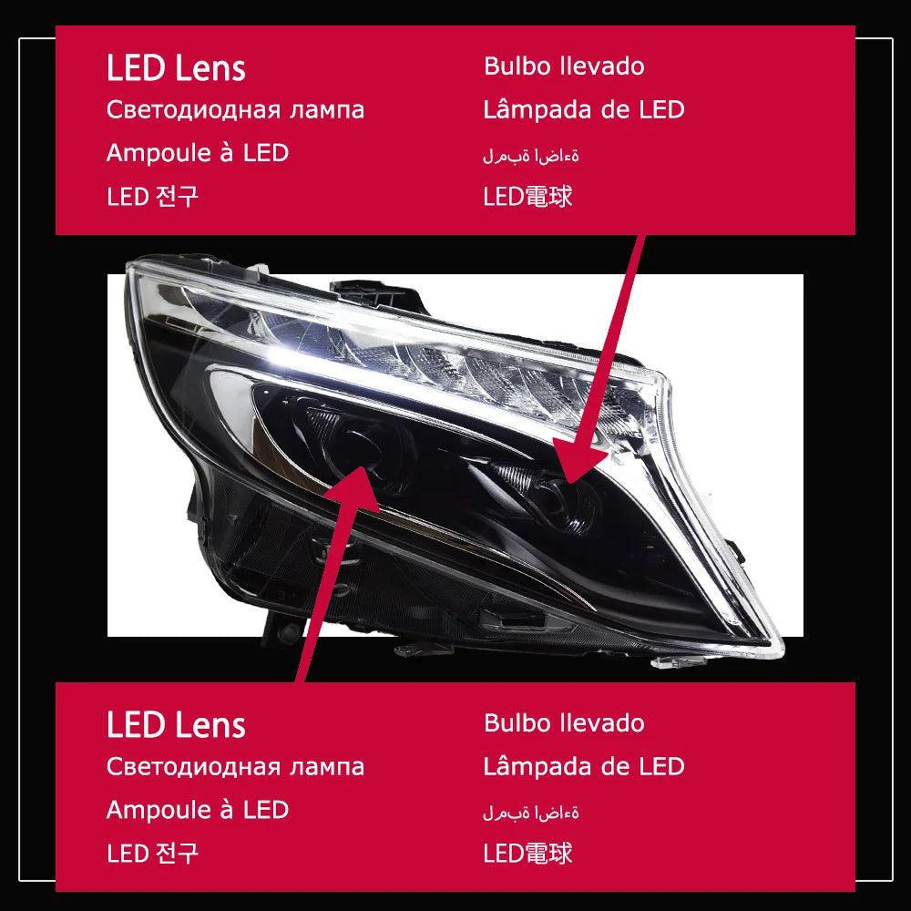 AKD Car Styling LED Head Lamp for Mercedes-Benz Vito Headlights 2015-2022 W447 Headlight LED DRL Projector Lens Dynamic Auto Accessories