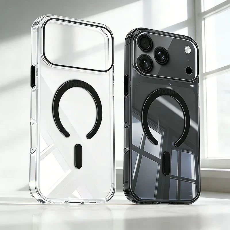 Transparent Thin PC For Magsafe Magnetic Case for iPhone 17 16 15 14 13 Pro Max Plus Air 16e Clear CandyColor Shockproof Cover