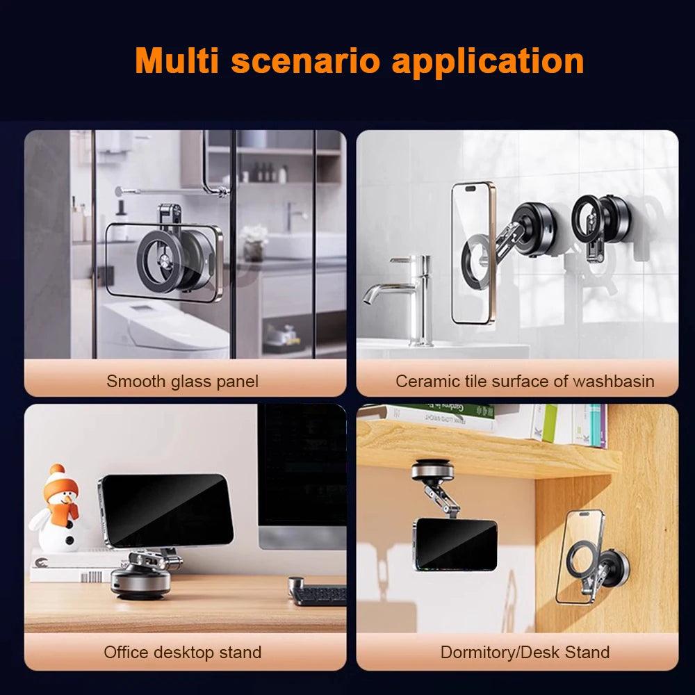 X93 Magnetic Phone Holder Rotating Folding Electric Vacuum Suction Mag Stand For Car Navigation Gym Kitchen Streaming Bracket