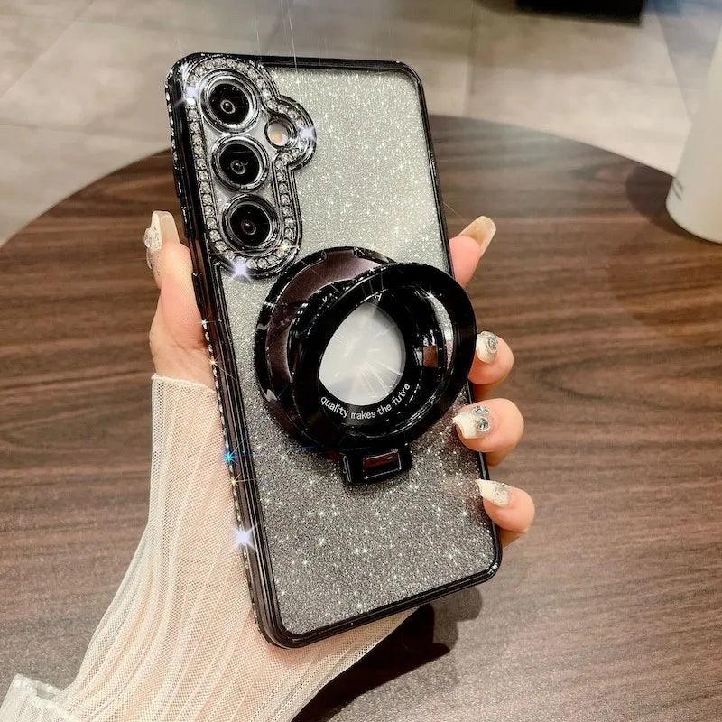 Luxury Glitter Ring Bracket Anti-Drop Phone Case For Samsung Galaxy A57/37/17/07 A56/36/26/16/06 A55/35/25/15/05s Protector Case