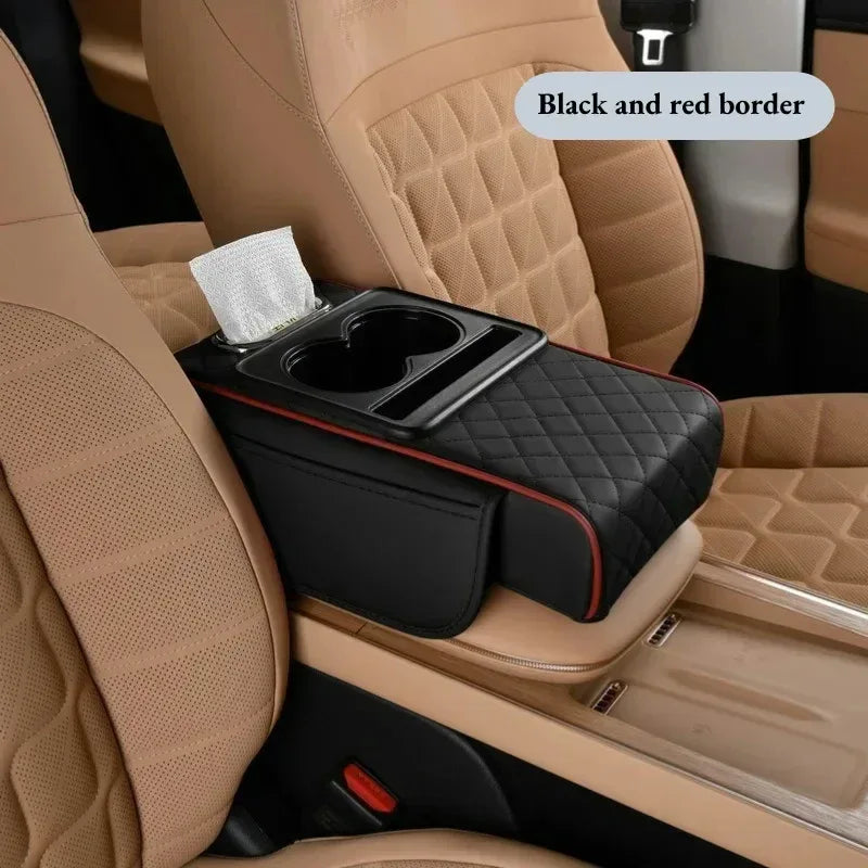 Auto Center Console Armrest Cushion With 2 Cup Holder Armrest Heightening Pad Auto Amrest Pillow Cover Pad for All Seasons - Urbizia