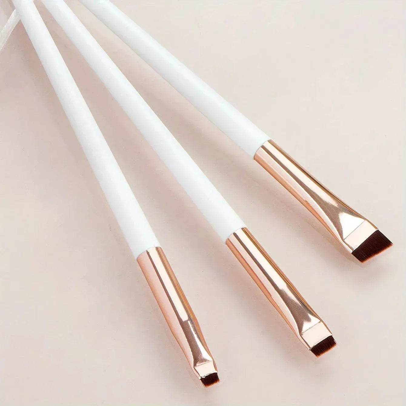 3-Piece Precision Eye Makeup Brush Set – Angled Eyeliner & Brow Brushes - Urbizia