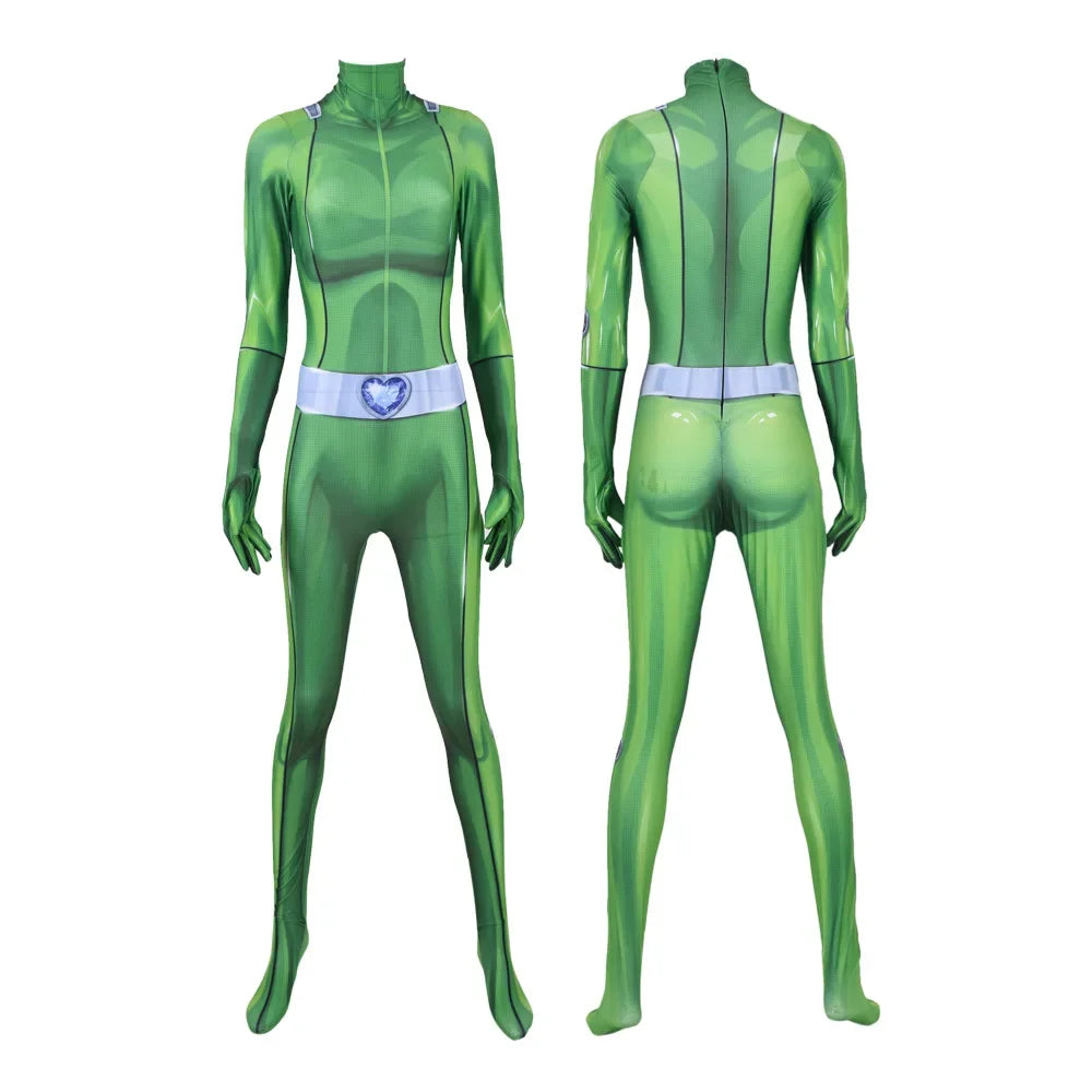 Totally Spies Cosplay Bodysuit – Clover, Samantha & Alex Halloween Jumpsuits for Adults & Kids
