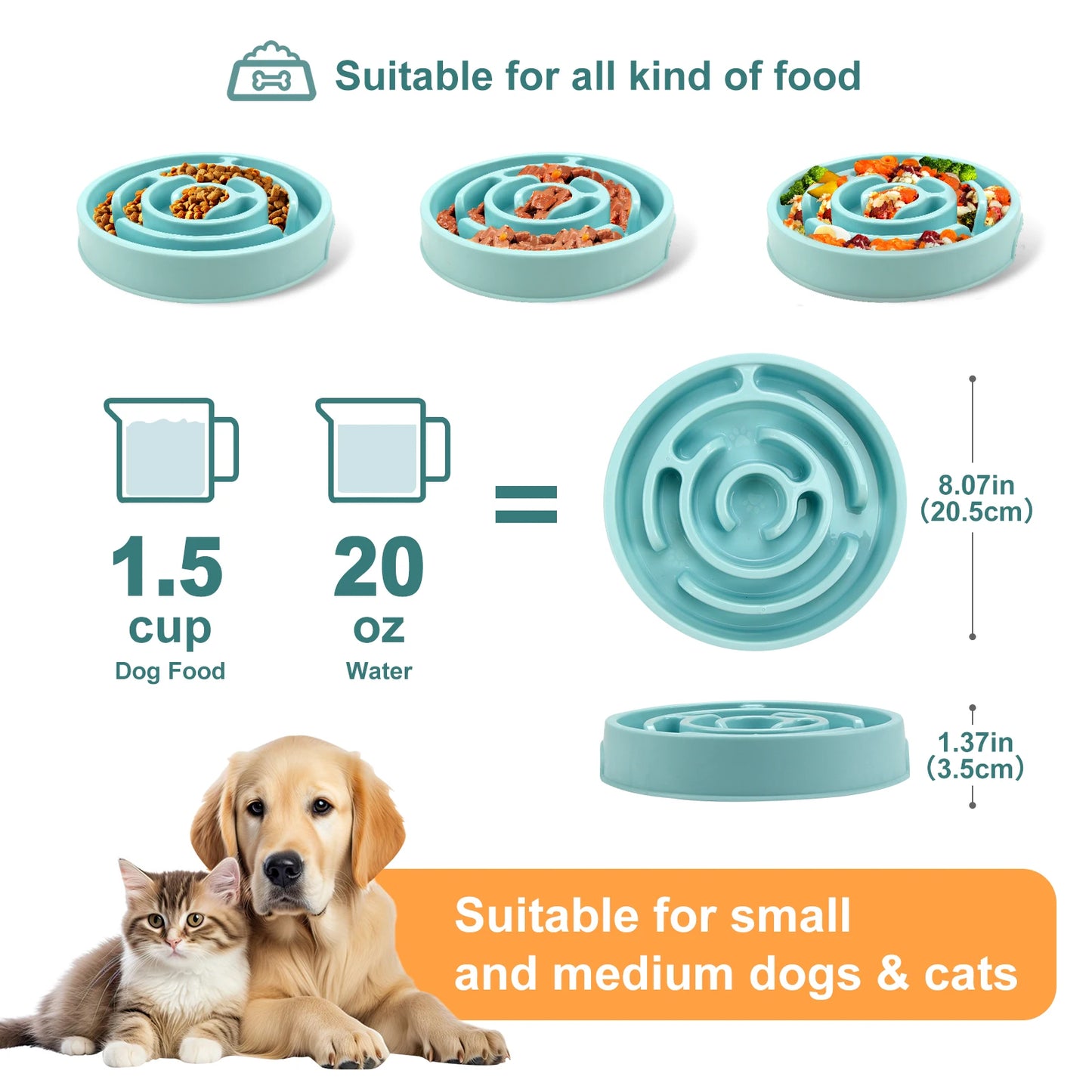 Pet Dog Slow Feeder Bowl Fun Non Slip And Anti-Gulping