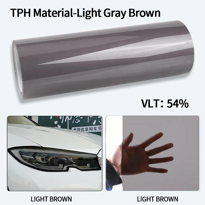 Car Headlight & Taillight Smoke Wrap Film – Black TPH PU PPF Protective Sheet