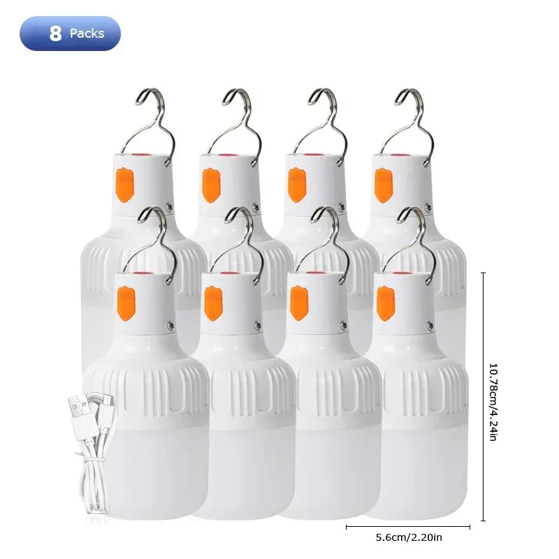 2pcs Rechargeable LED Indoor Outdoor Emergency Hookup Portable Lights with Battery Flashing Lights Barbecue Tent Camping Lights - Urbizia