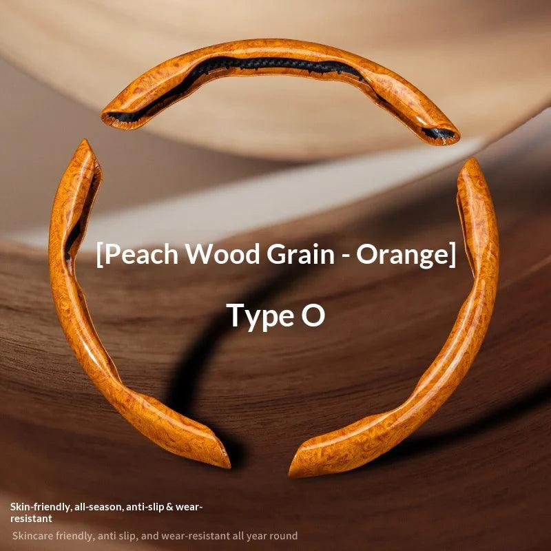 2pcs/3pcs Segmented Peach Wood Texture Universal Steering Wheel Cover Car Interior Accessories Practical Driving Tools Simple