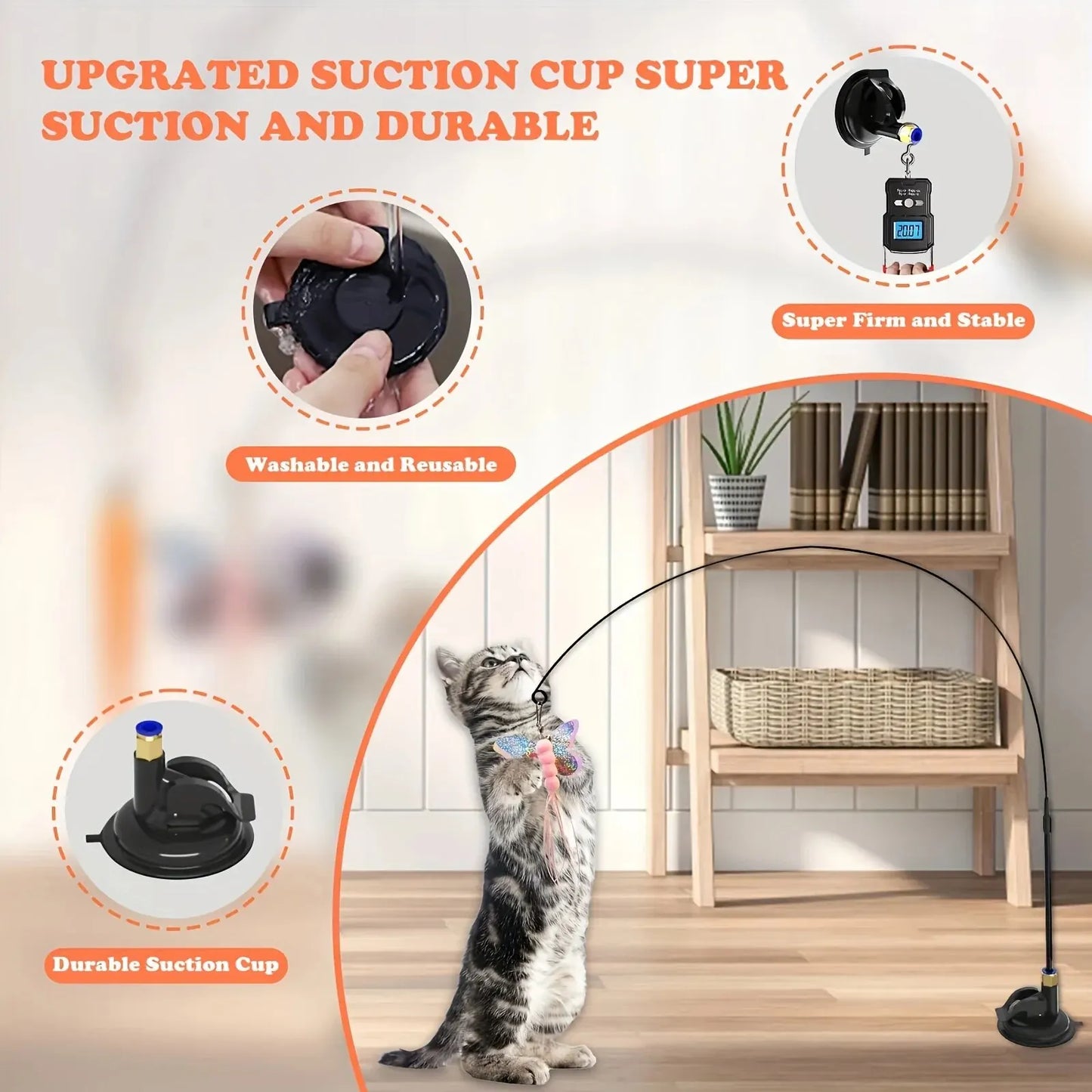 Cat Teaser Wand with Suction Cup