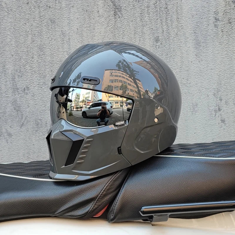 ORZ motorcycle retro helmet cruise men's and women's combination full helmet scorpion helmet reserved Bluetooth headphone slot