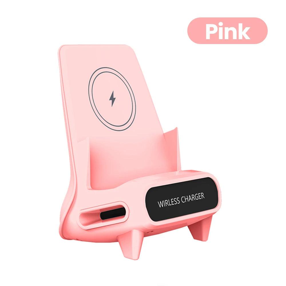 15W Portable Mini Chair Wireless Charger Stand Desktop Super Fast Charging With Speaker Function Universal Mobile Phone Stand