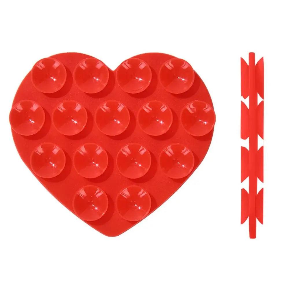Silicone Sucker Mobile Phone Fixed Pad Hand-Free Heart-shape Suction Cup Bracket Strong Adsorption Phone Accessories