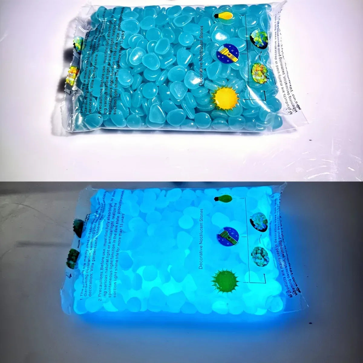 100pcs Glow In The Dark Pebbles, Resin Luminous Stones For Landscape, Garden Paths, Potted Plants, Parks, Aquarium Decor, - Urbizia