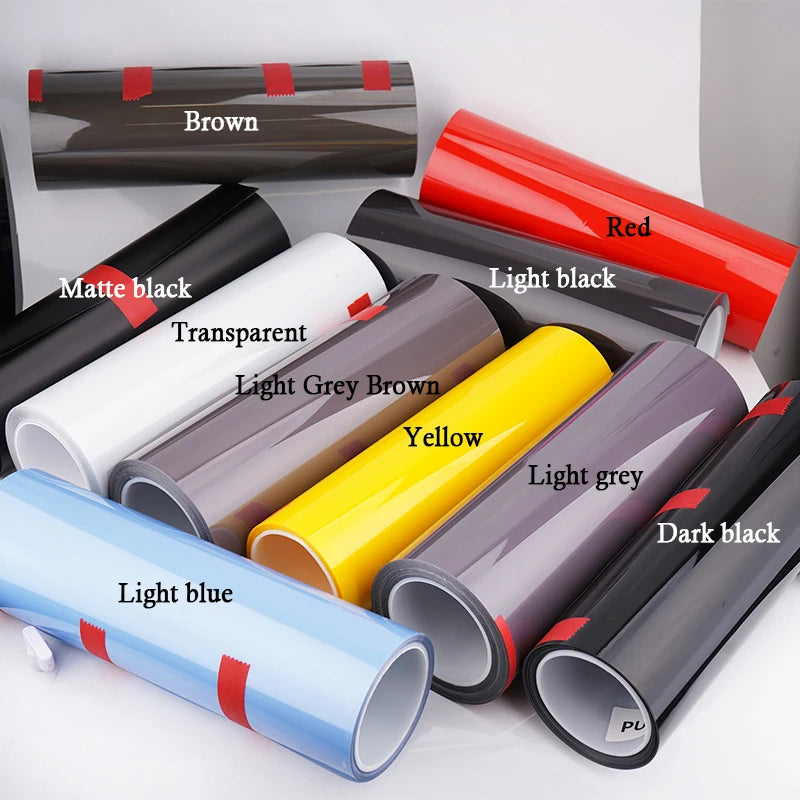 Car Headlight & Taillight Smoke Wrap Film – Black TPH PU PPF Protective Sheet