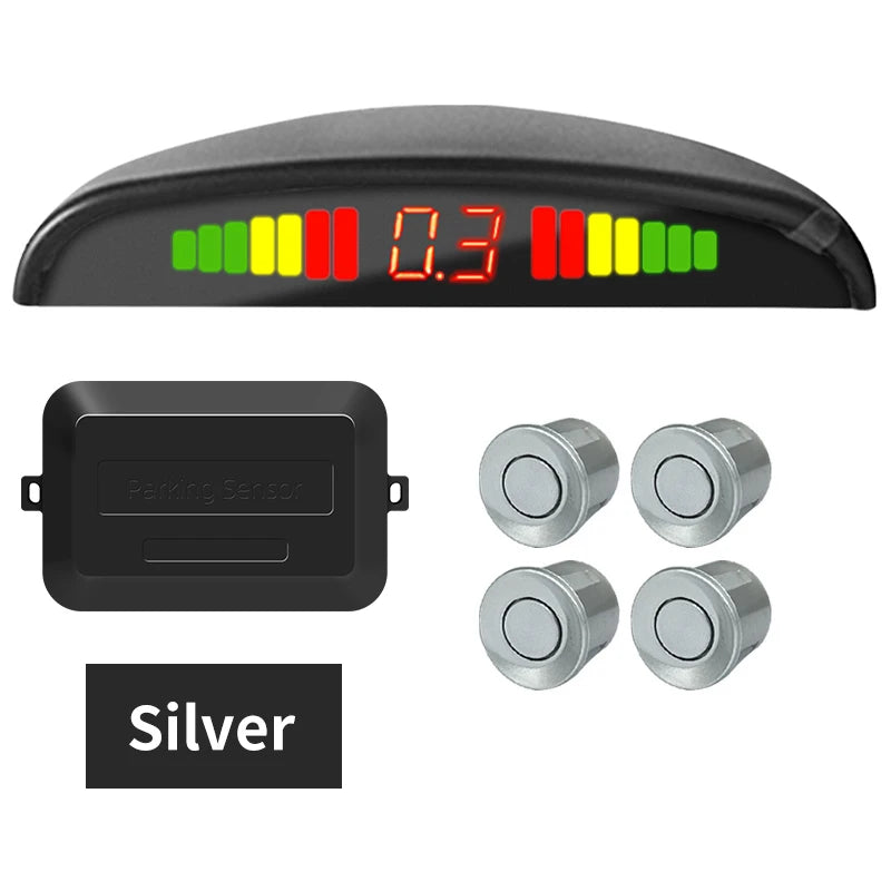 Hippcron Car LED Parking Sensor Kit 4 Sensors 22mm Reverse Radar Sound Alert Indicator System 8 Colors