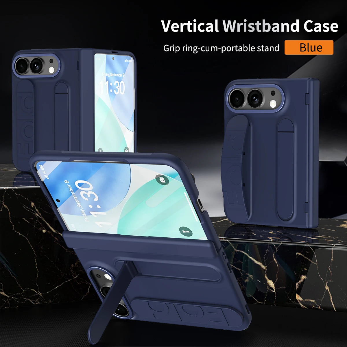 Portable Silicone Palm Strap Wristband Hinge Phone Case For iPhone Ultra 18 Fold Hard PC Slim Cover With HD Screen Protector