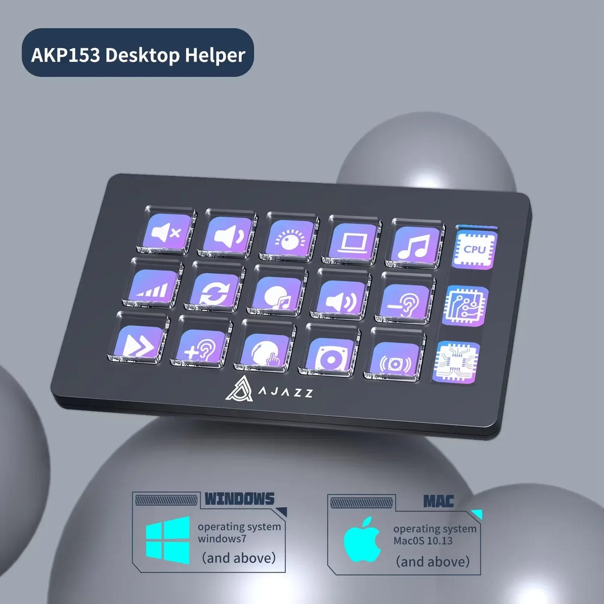 Ajazz AKP03E/153E Desktop Helper Desk Console Panel Controller Programmable Macro Custom Button Mini Keyboard Multiple Scenario