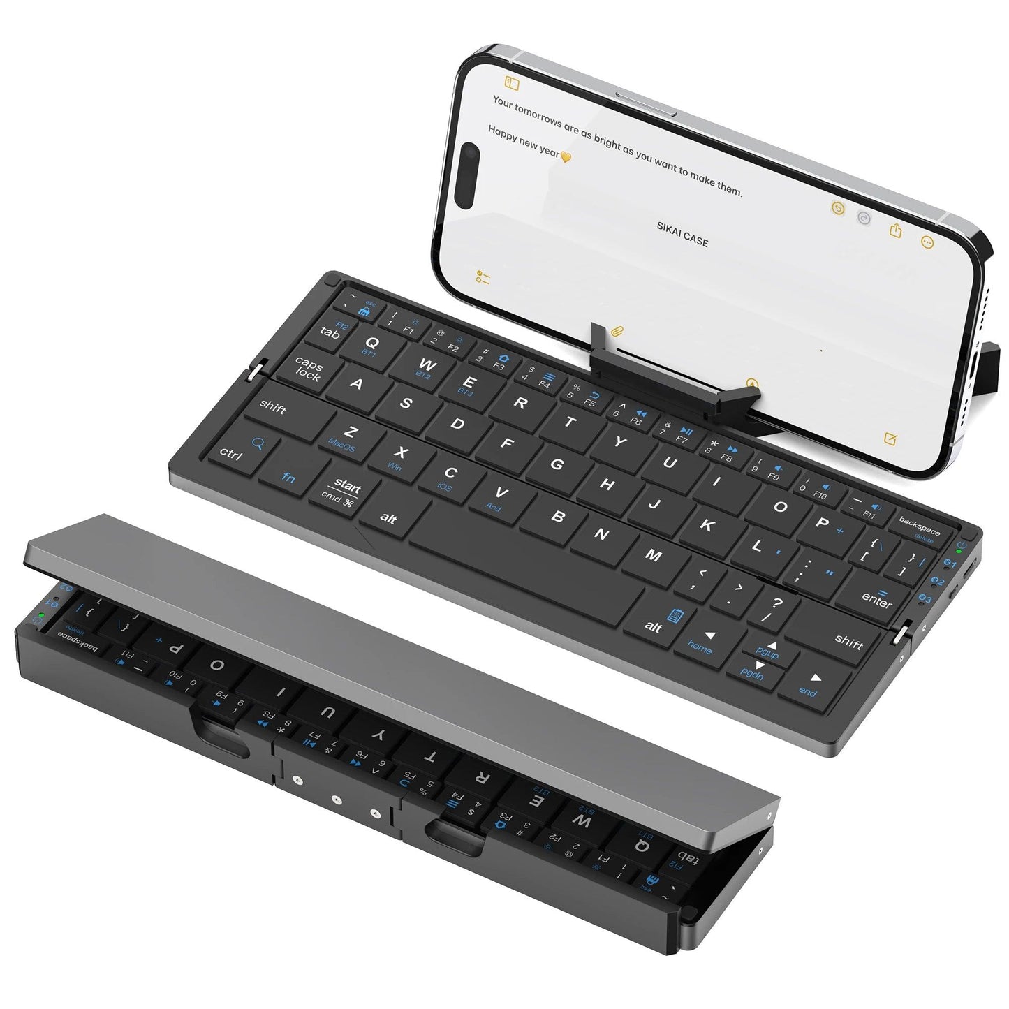 Foldable Bluetooth Keyboard with Magnetic Stand Portable Wireless Keyboard for iPad iPhone Samsung Tablet Rechargeable