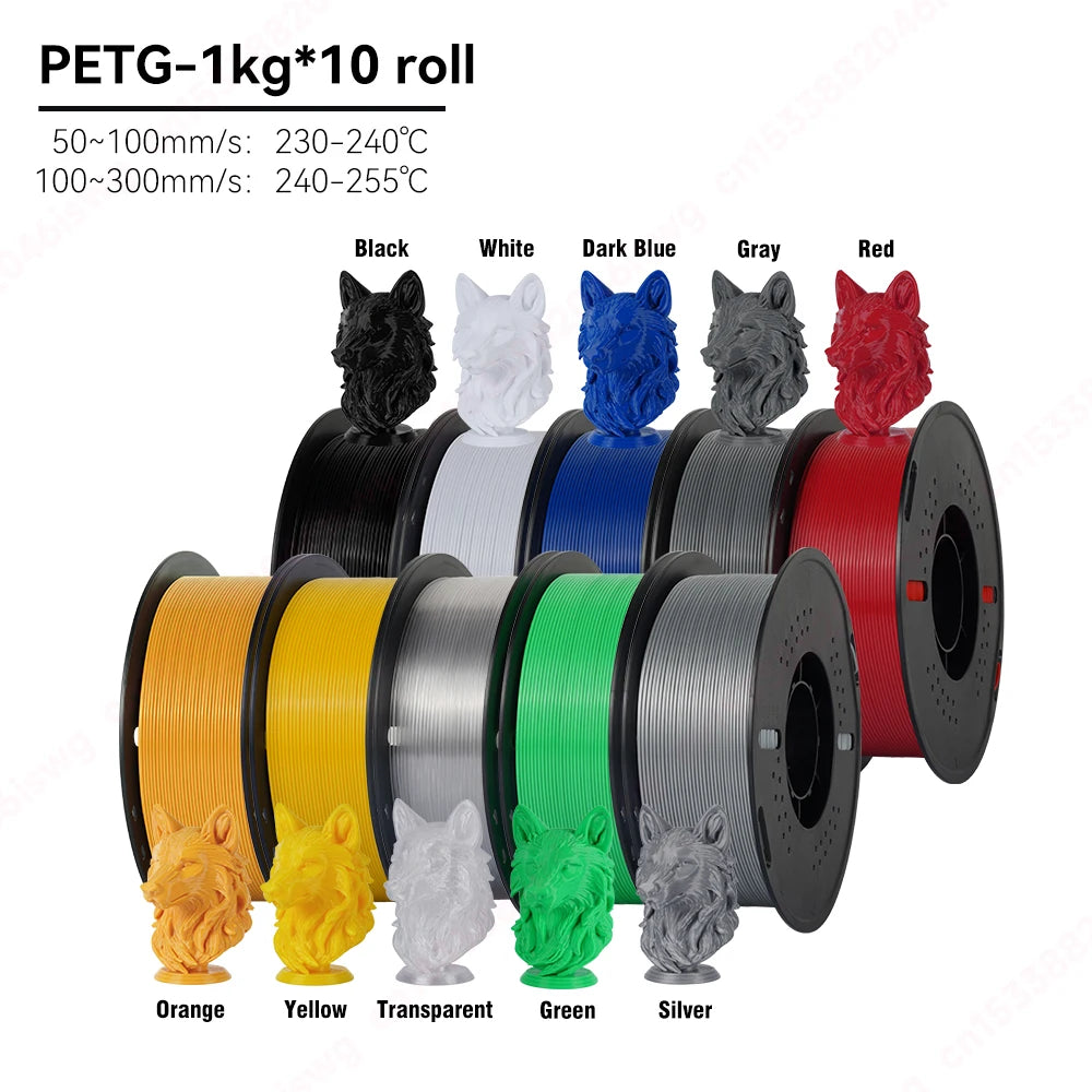 KINGROON 5/10KG PETG 3D Printer Filament 1.75mm +/- 0.03mm 3D Printing Filament Neatly Wound Filament Vacuum Packing Fast Shippi